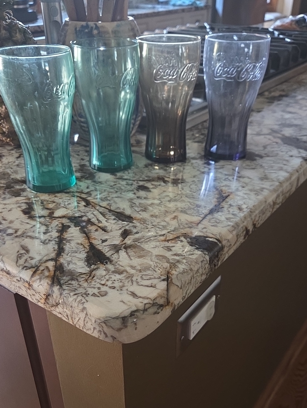 Coca Cola Colored Embossed Glass Tumblers - Teal, Smoke, Violet